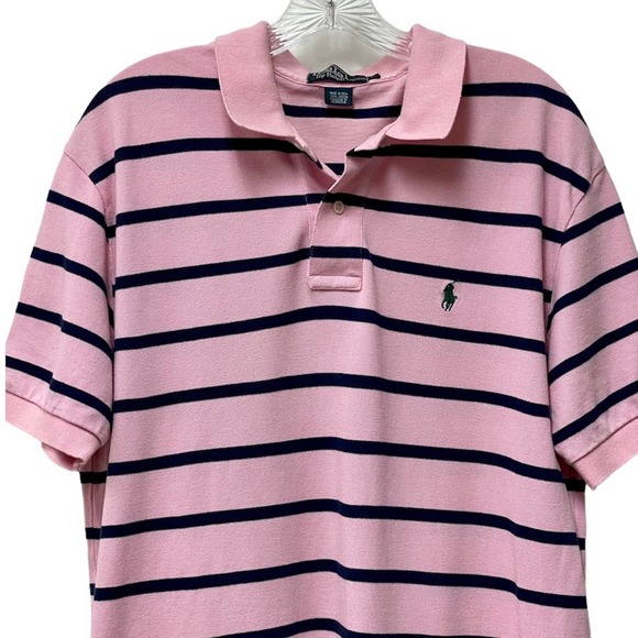 RALPH LAUREN POLO MENS SIZE L PINK NAVY STRIPE GREAT FOR SPRING & EASTER PREPPY - Picture 3 of 4